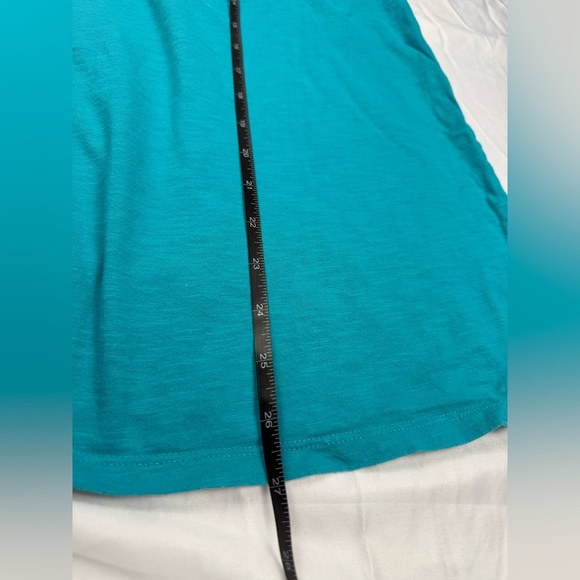 Just My Size Teal Short Sleeve Top Womens 1X 16W Lace Henley Plus Size Tee - Picture 8 of 8